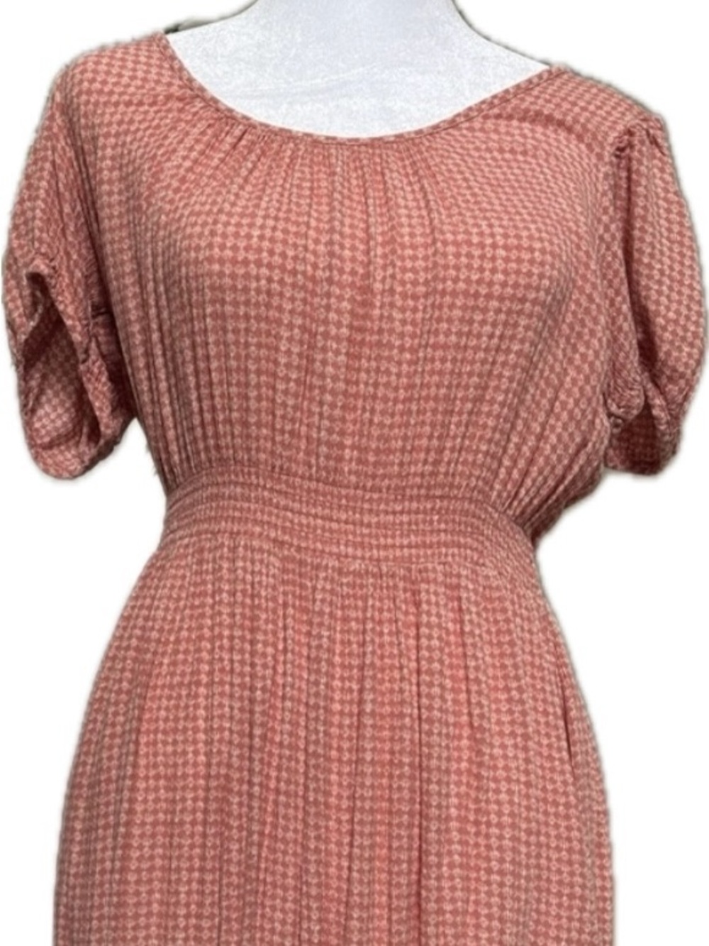 GAP Coral-Peach Textured Fit & Flare Mini Dress